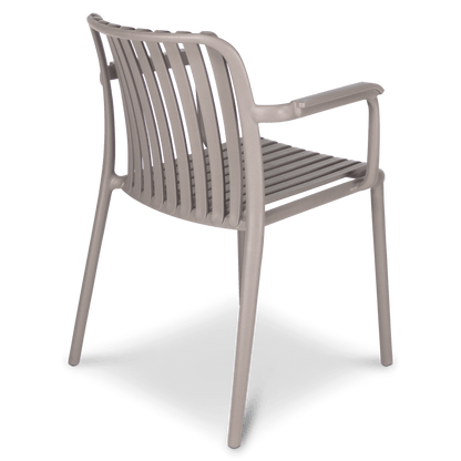 Salerno UV Polypropylene Premium Dining Chair with Arm in Taupe