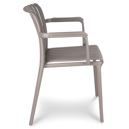 Salerno UV Polypropylene Premium Dining Chair with Arm in Taupe
