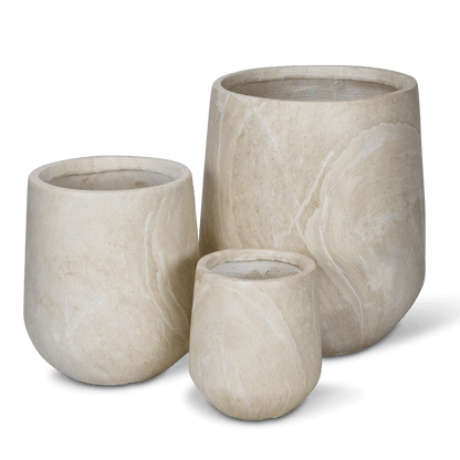 Torino Set of 3 Pots in MGO Travertine Finish