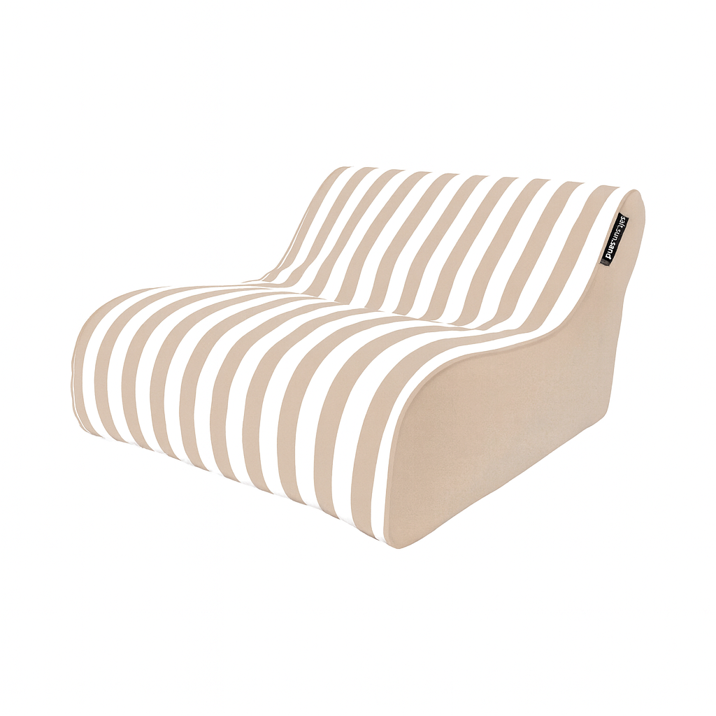 Torquay Indoor/Outdoor Bean Bag in Taupe Stripe