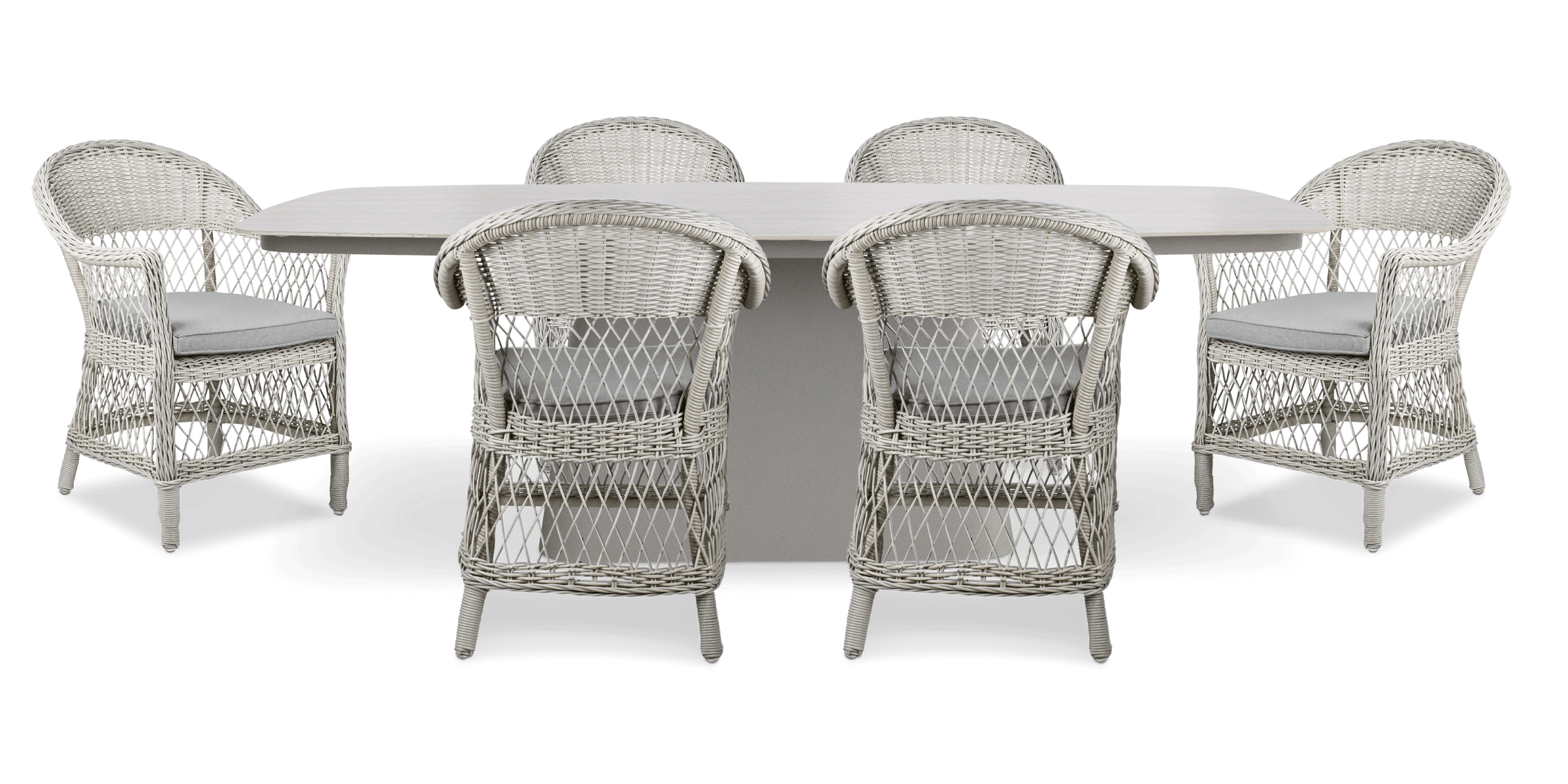 Trieste 7pc Dining Set with Wicker Chairs