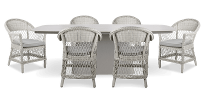 Trieste 7pc Dining Set with Wicker Chairs