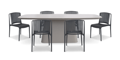 Trieste 7pc Dining Set with UV Plastic Outdoor Dining Chairs