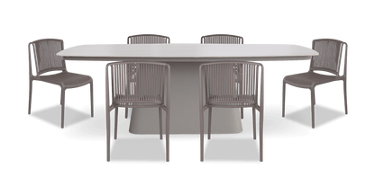 Trieste 7pc Dining Set with UV Plastic Outdoor Dining Chairs