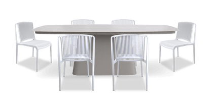 Trieste 7pc Dining Set with UV Plastic Outdoor Dining Chairs