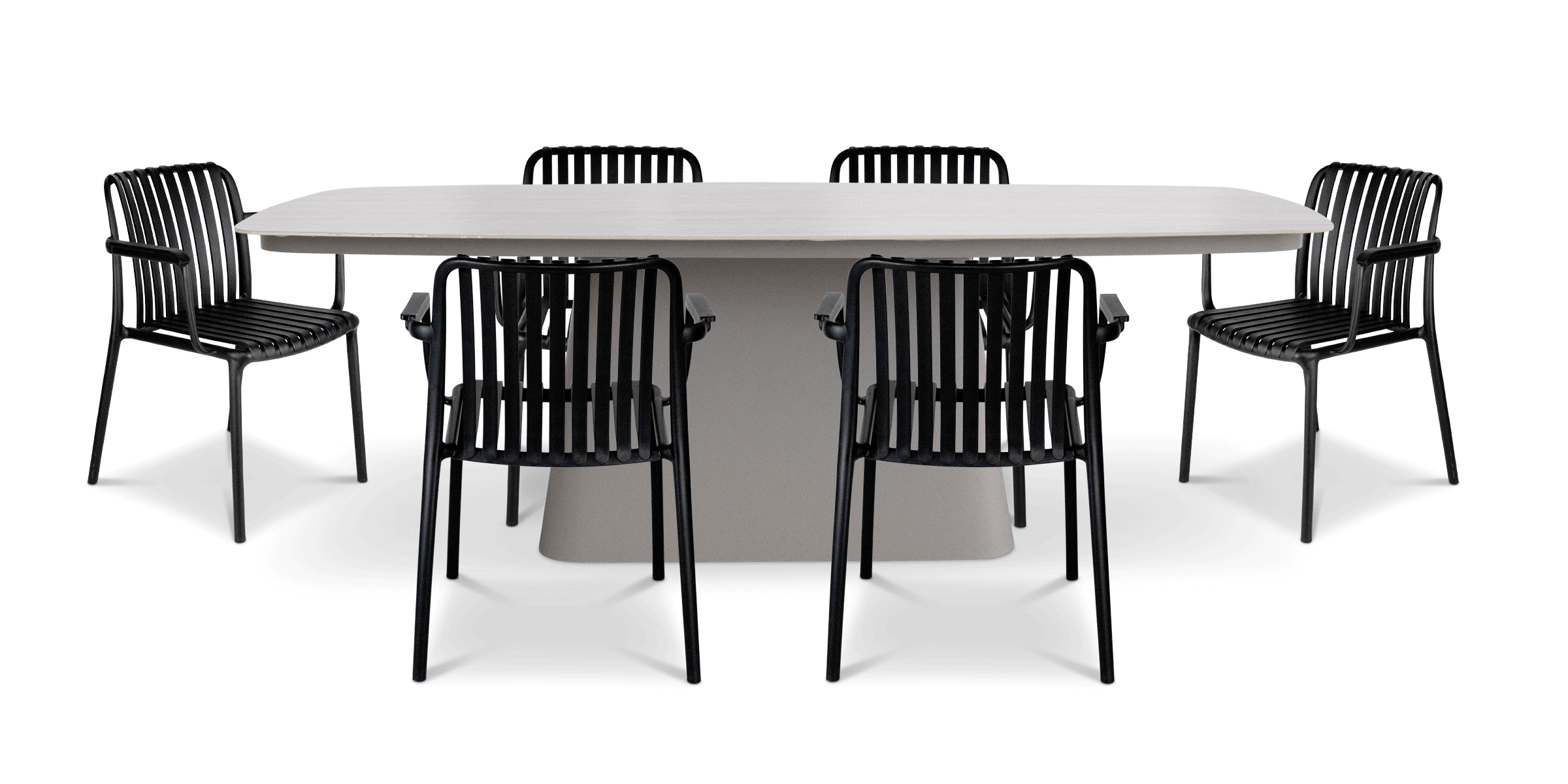 Trieste 7pc Dining Set with UV Plastic Outdoor Dining Chairs