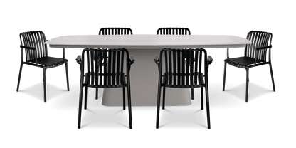 Trieste 7pc Dining Set with UV Plastic Outdoor Dining Chairs