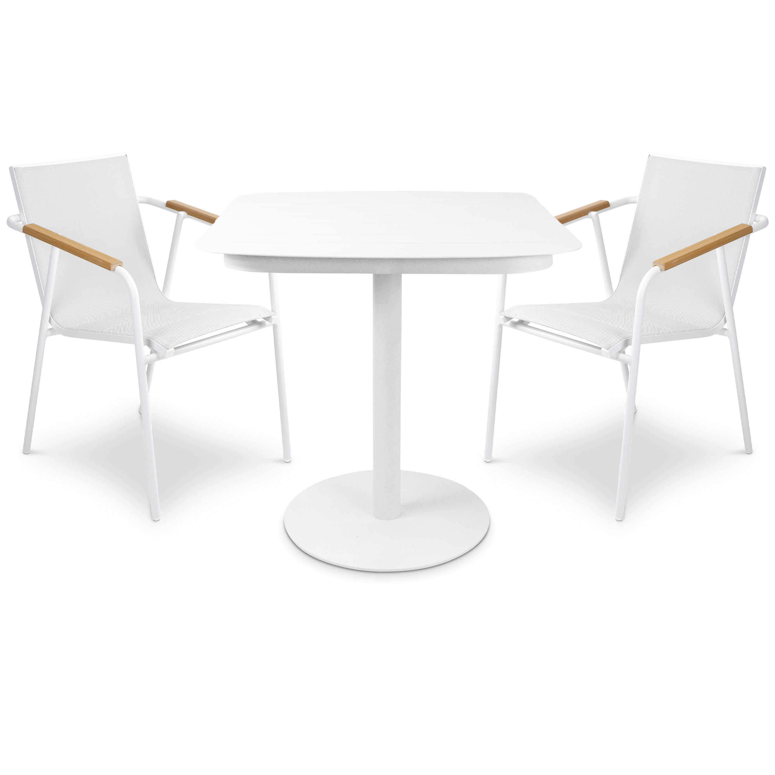 Cafe Collection Square 3pc Dining Suite in Arctic White with Aluminium Chairs