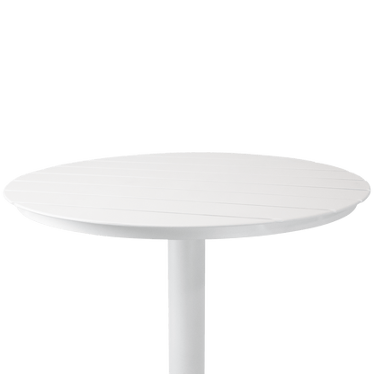 Cafe Collection Round Bar Table in Aluminium and Steel Base in Arctic White