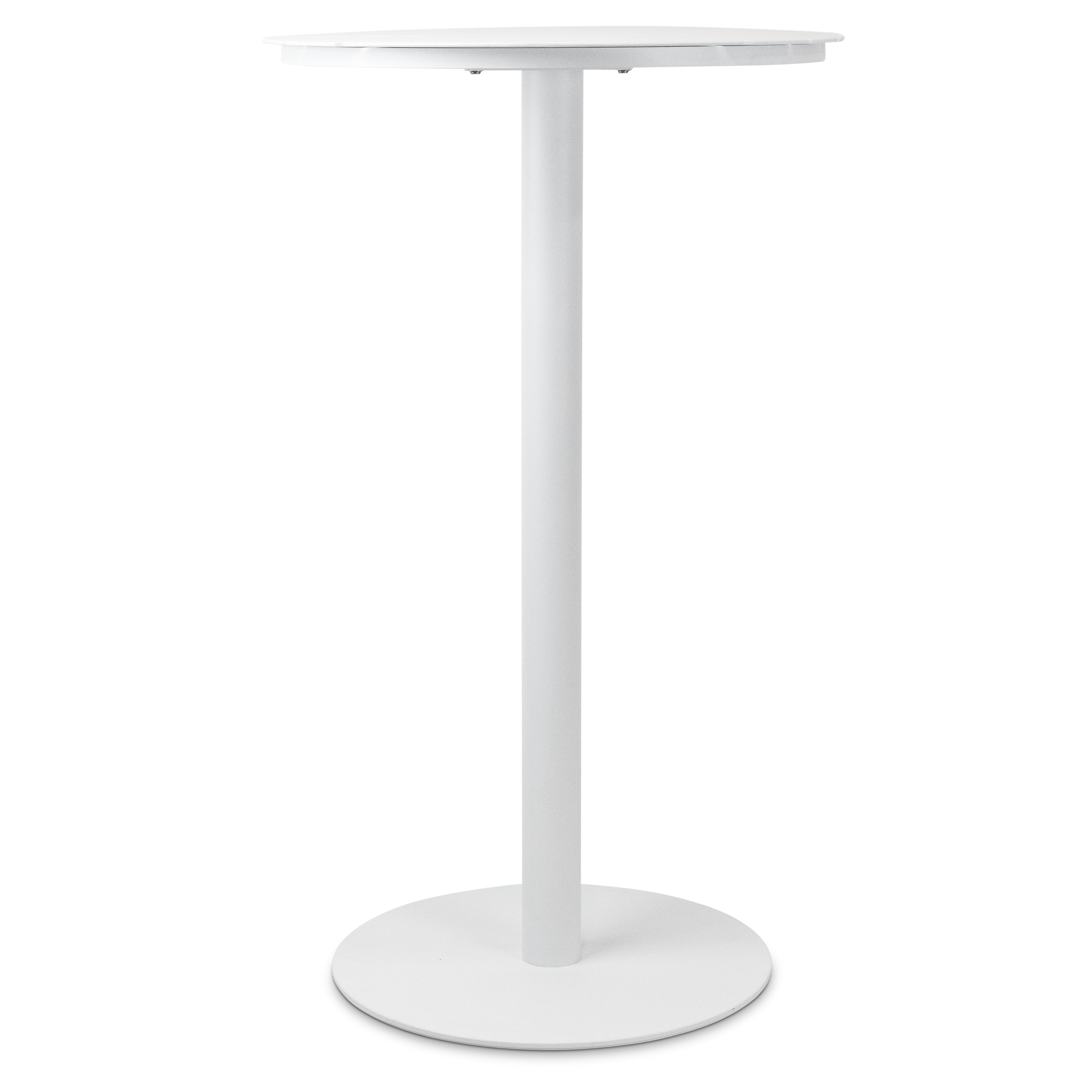 Cafe Collection Round 3pc Bar Suite in White with UV Plastic Bar Stools (PP)