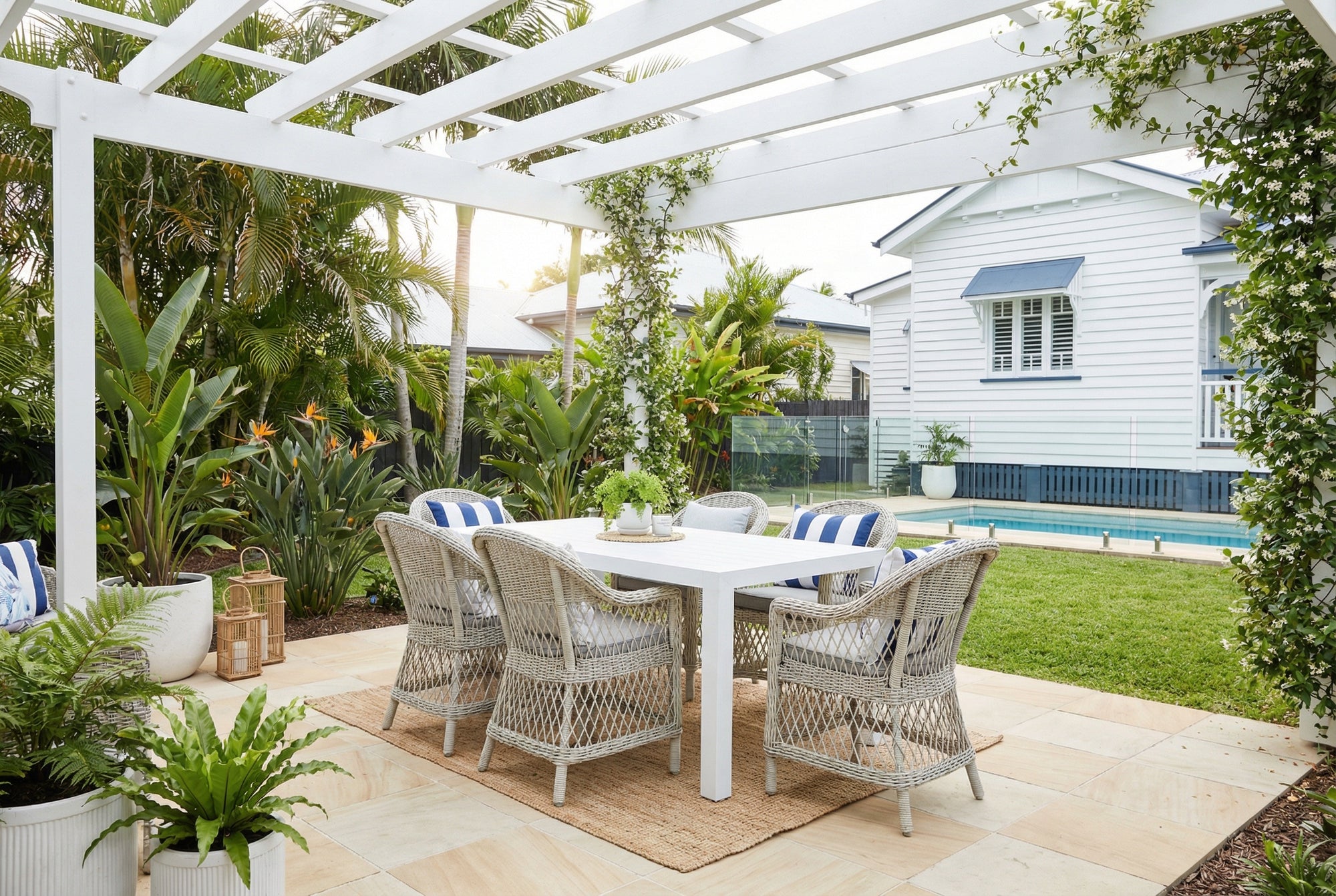 Bahamas Rectangle White Dining Set