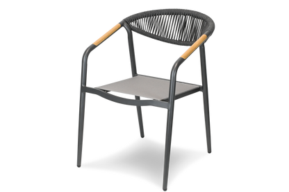 Cafe Collection Square 3pc Dining Suite in Gunmetal with Rope Chairs