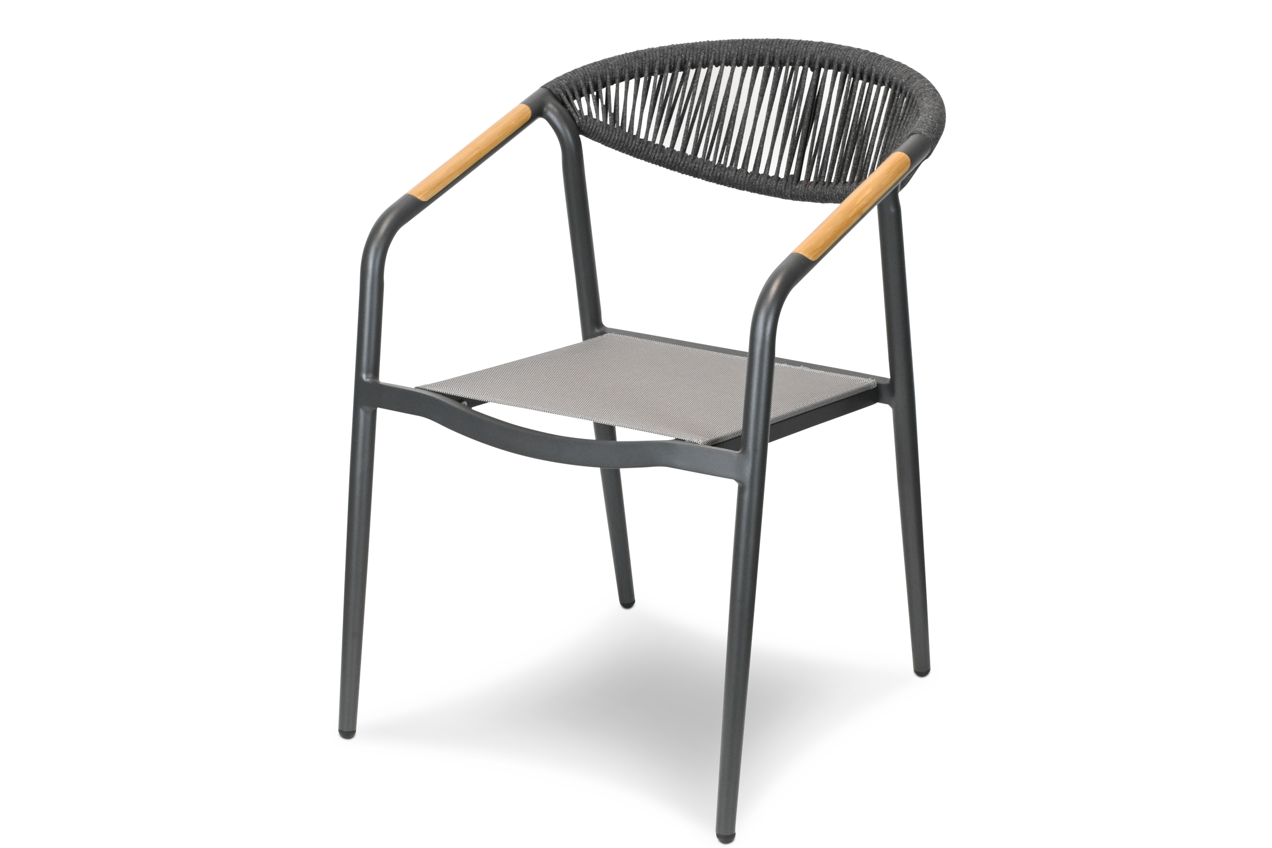 Cafe Collection Square 3pc Dining Suite in Gunmetal with Rope Chairs