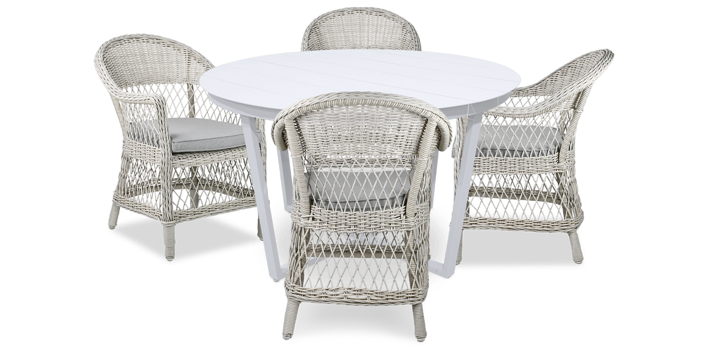 Amalfi Round 5 Piece Outdoor Setting with Wicker Chairs