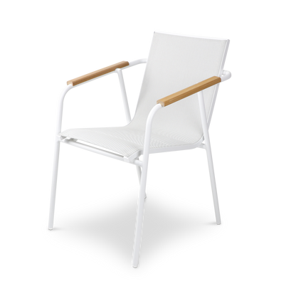 Cafe Collection Square 3pc Dining Suite in Arctic White with Aluminium Chairs