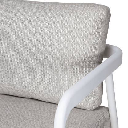 Santorini 4pc Lounge Suite in Arctic White Aluminium with Latte Check Spunpoly Cushions