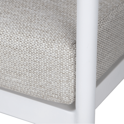 Santorini Armchair in Arctic White with Latte Check Spunpoly Cushions