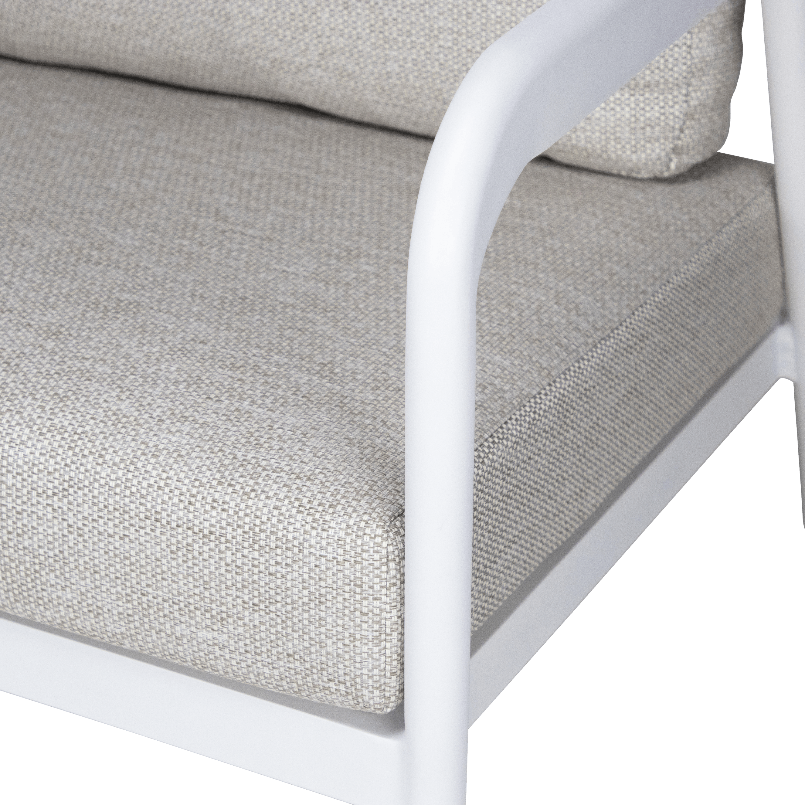Santorini 4pc Lounge Suite in Arctic White Aluminium with Latte Check Spunpoly Cushions