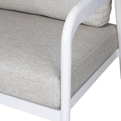 Santorini 4pc Lounge Suite in Arctic White Aluminium with Latte Check Spunpoly Cushions