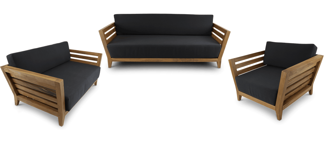 Daintree 3 Seater, 2 Seater, Armchair Lounge Set in Premium Natural Teak