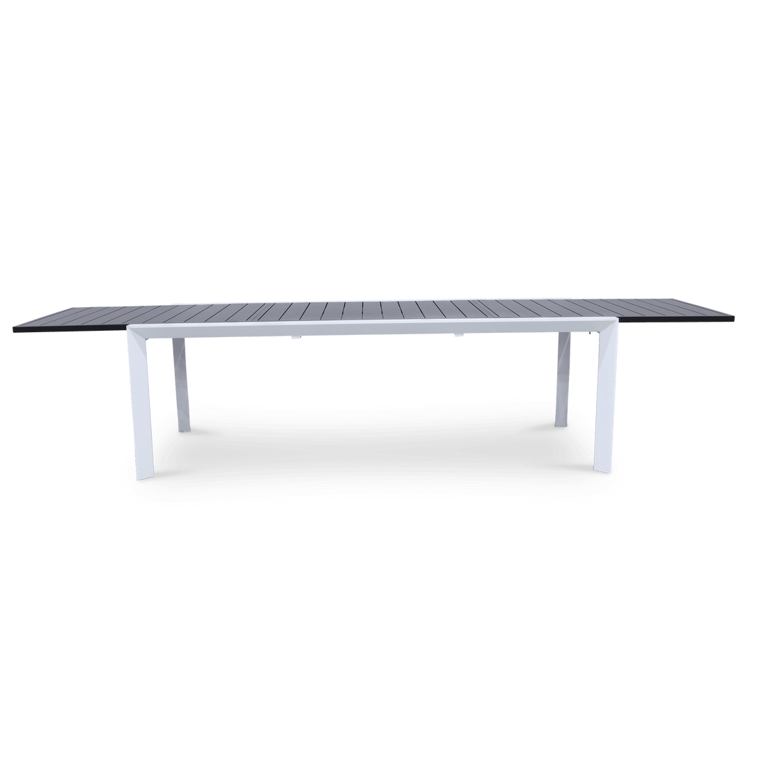 Morocco Outdoor Extension Table in Grey/White with Rope Chairs