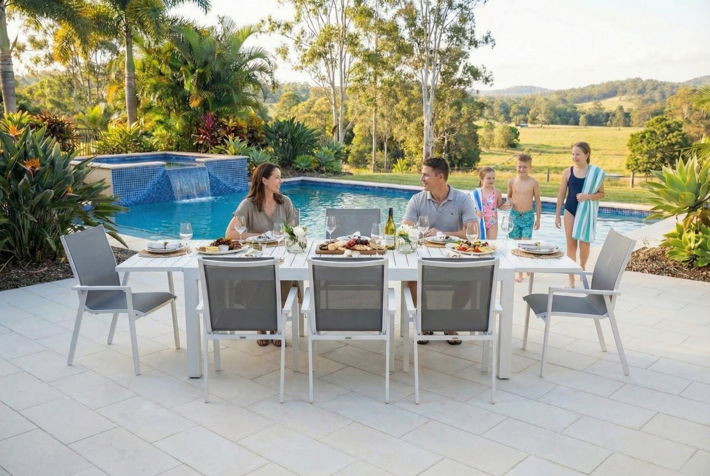 Morocco Arctic White Outdoor Dining Set