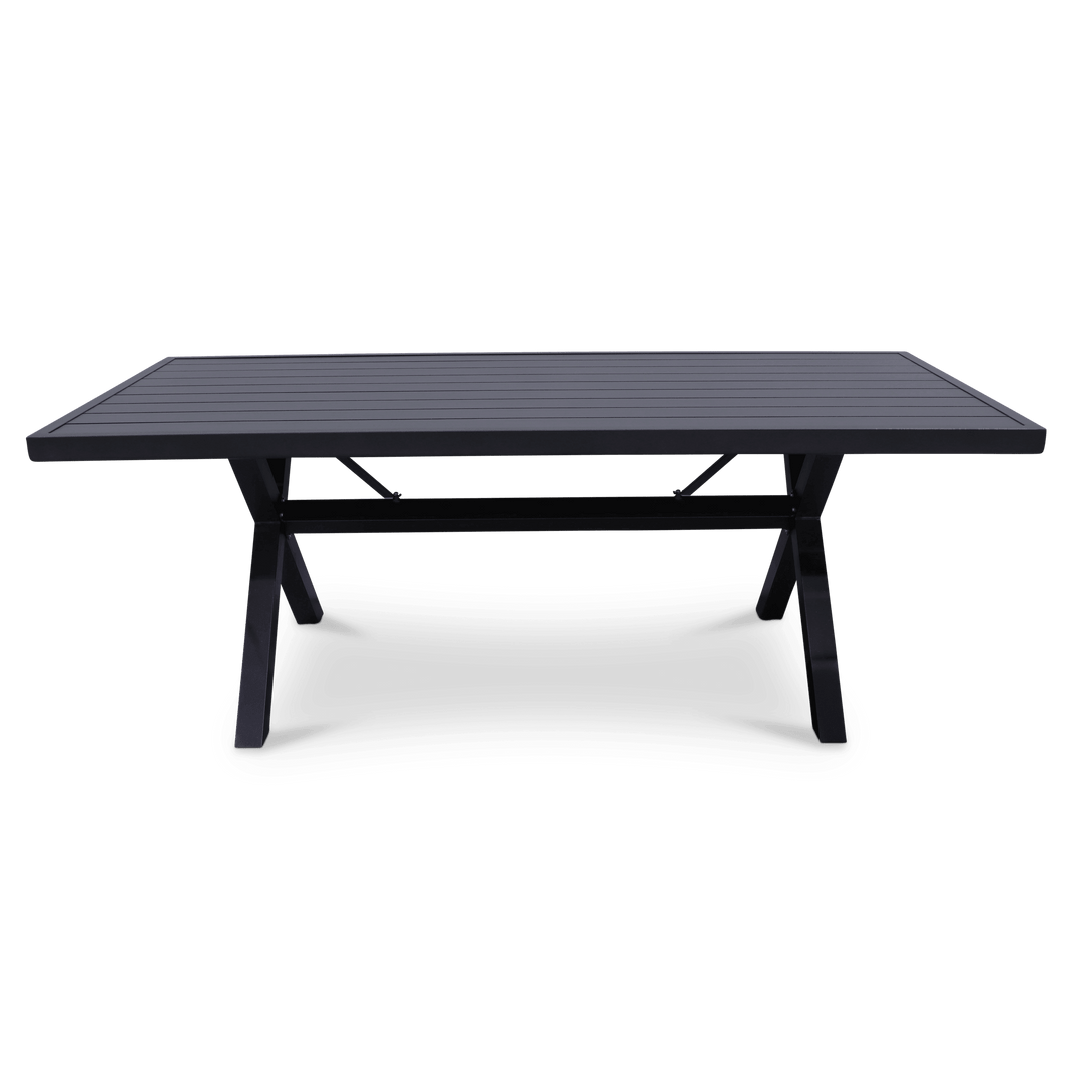 Noosa Rectangle 7 Piece Outdoor Setting in Gunmetal with UV Plastic Outdoor Chairs (PP)