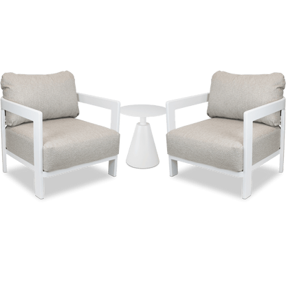 Escape & Ravello Occasional Set in Arctic White with Latte Check Spun Polyester Cushions