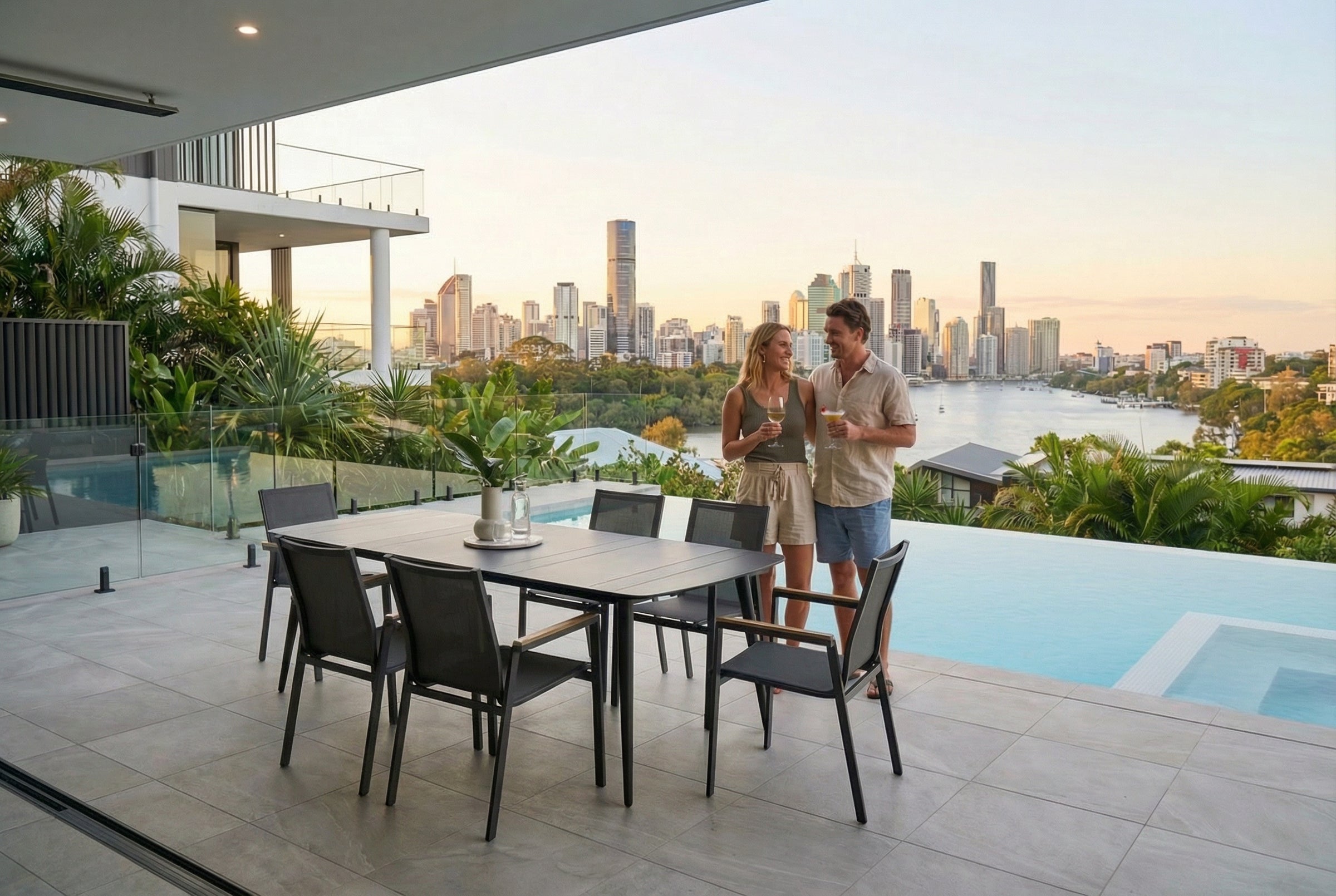 Amalfi Rectange Gunmetal Dining Set