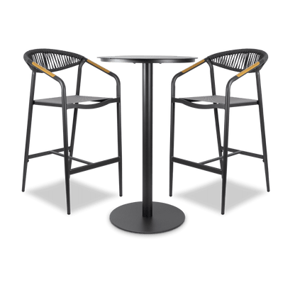 Cafe Collection Round 3pc Bar Suite in Gunmetal Aluminium