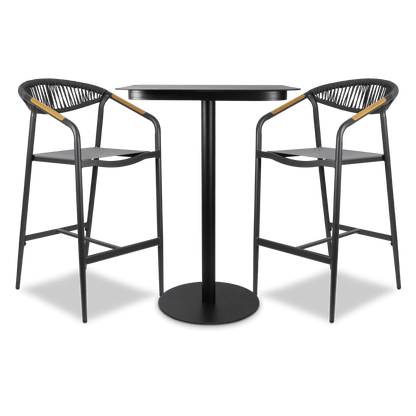 Cafe Collection Square 3pc Bar Suite in Gunmetal Aluminium