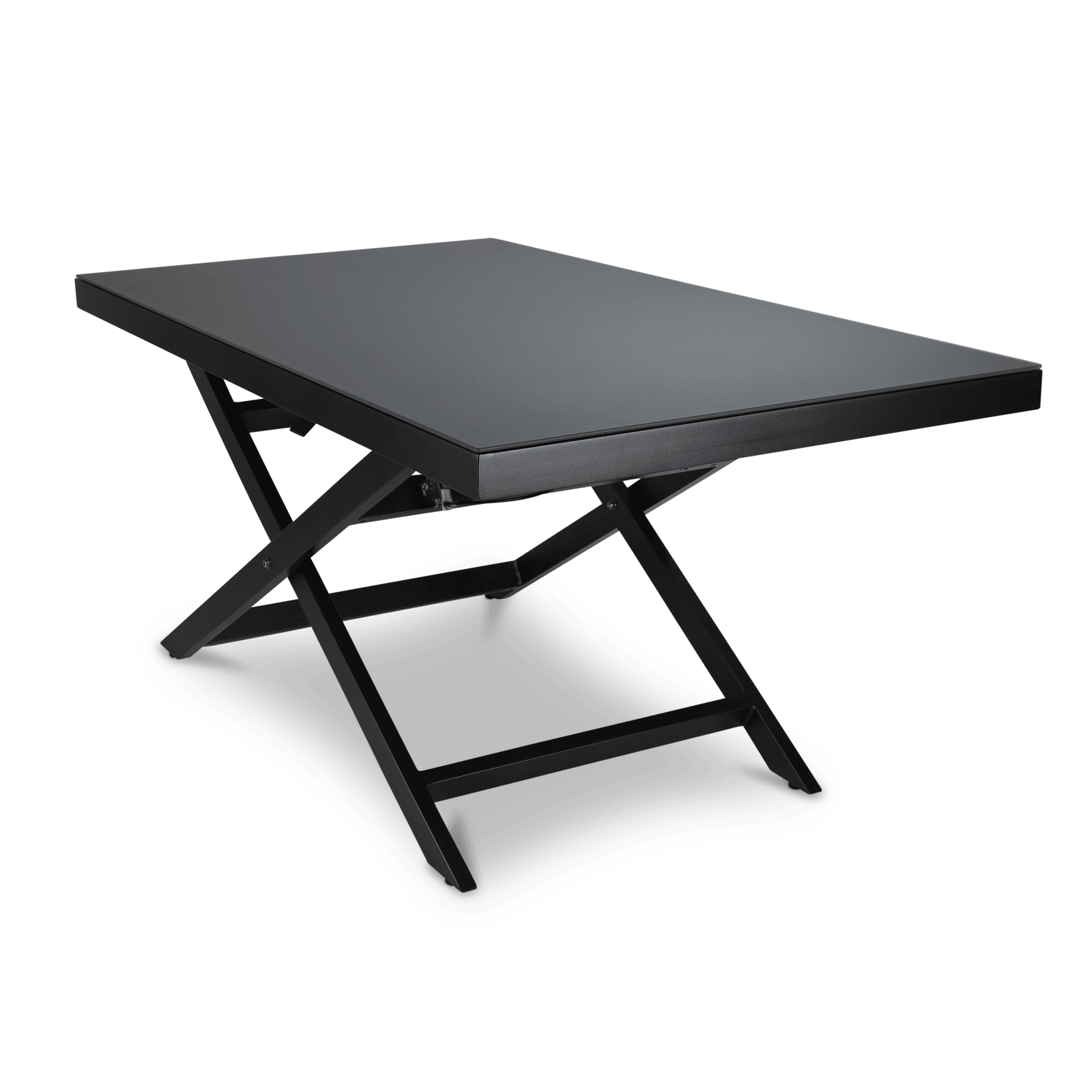 Mykonos Adjustable Coffee Table in Gunmetal Aluminium Frame and Glass Top - The Furniture Shack