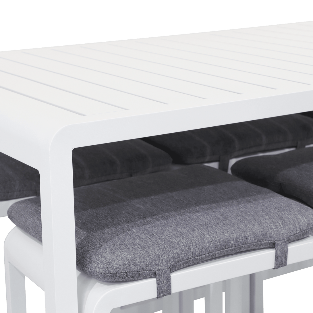 Santorini 7pc Bar Suite in Arctic White with Platinum Olefin Cushions - The Furniture Shack
