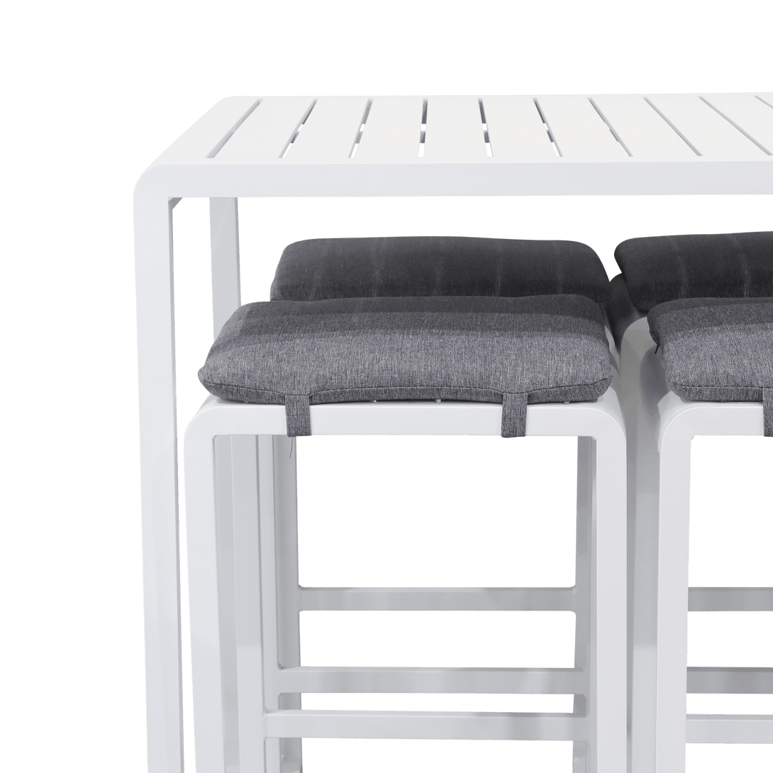 Santorini 7pc Bar Suite in Arctic White with Platinum Olefin Cushions - The Furniture Shack
