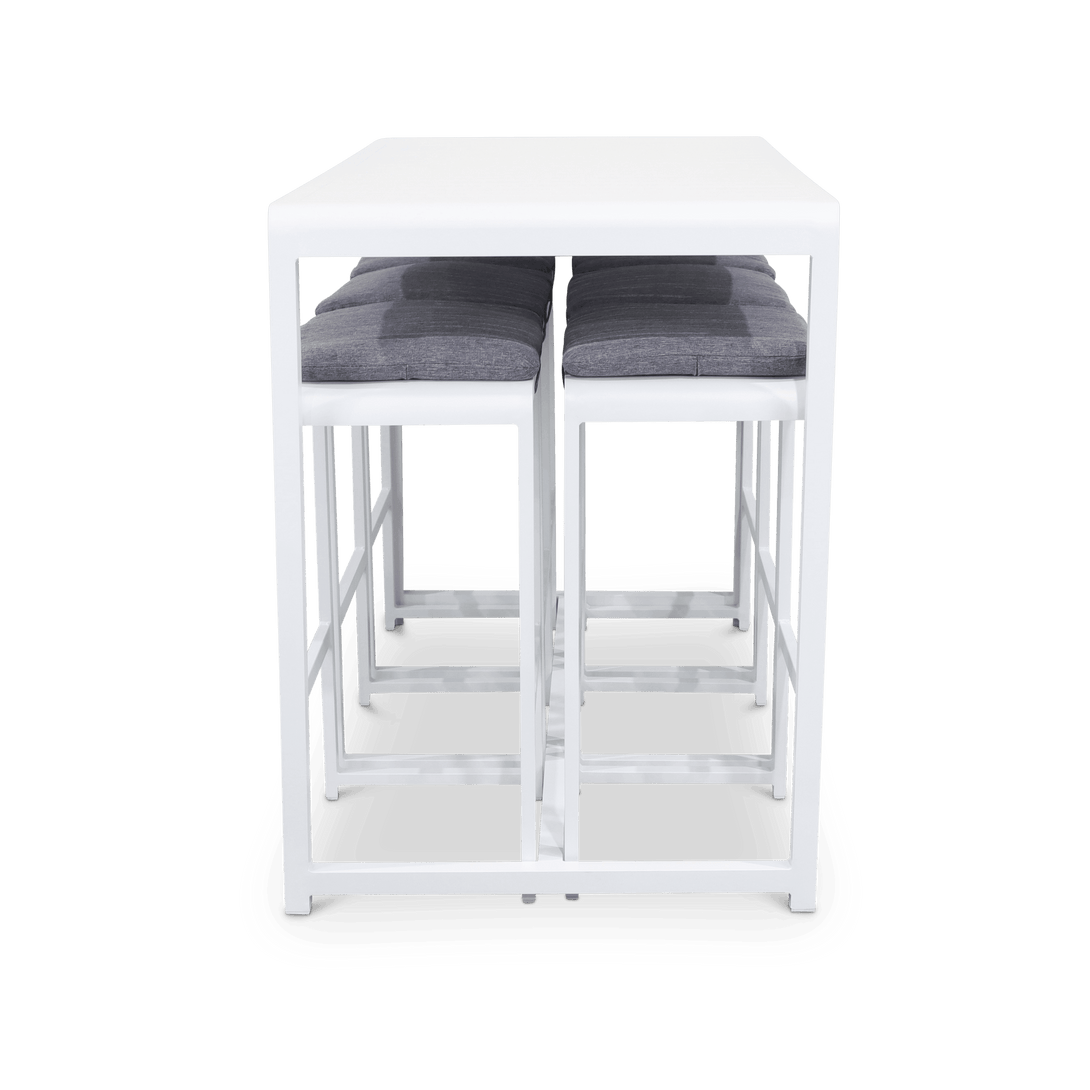 Santorini 7pc Bar Suite in Arctic White with Platinum Olefin Cushions - The Furniture Shack