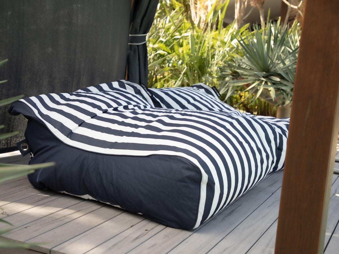 Torquay Indoor/Outdoor Bean Bag in Navy Stripe - The Furniture Shack