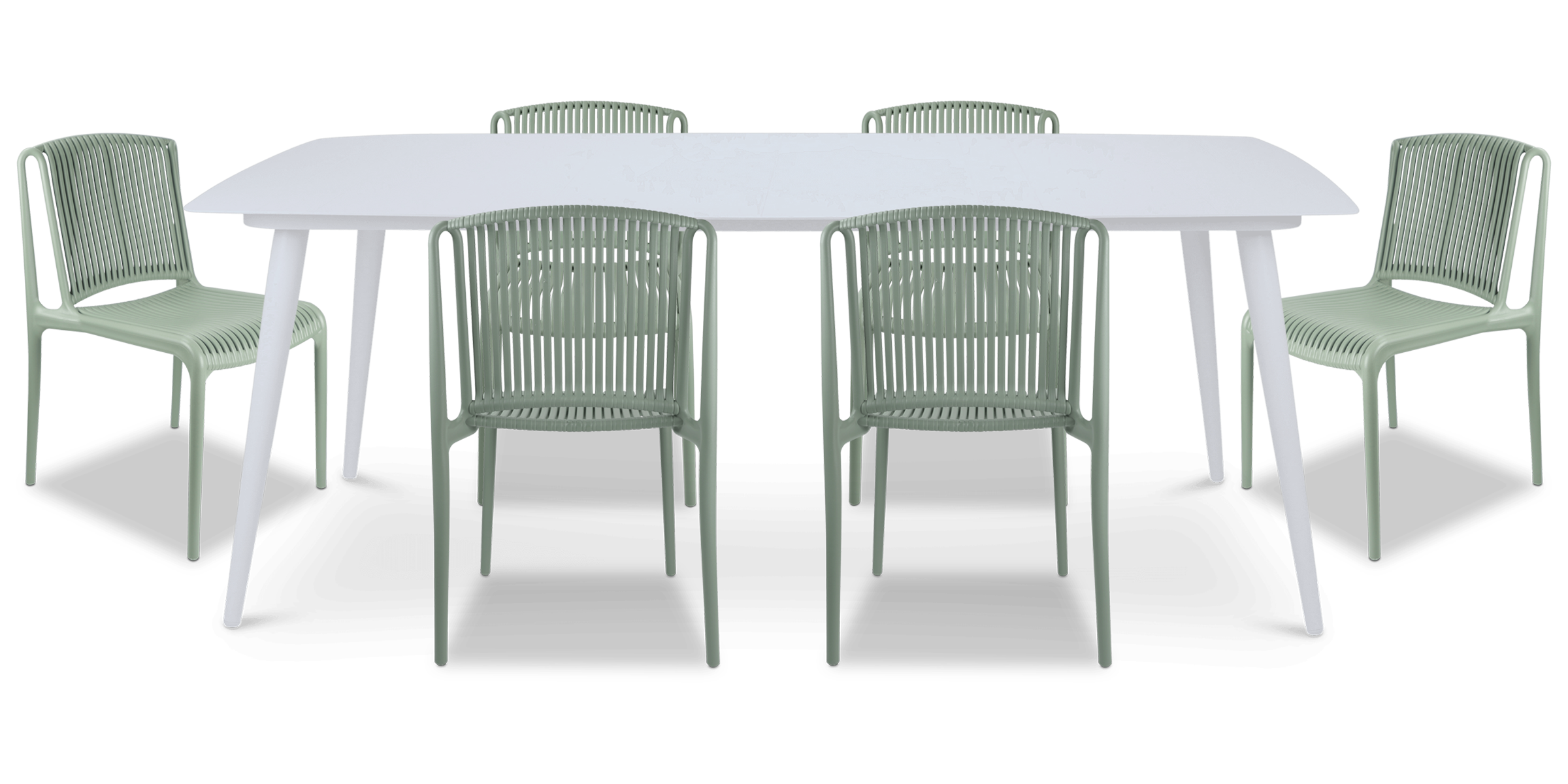 Amalfi Rectangle 7 Piece Outdoor Setting in Arctic White with UV Plastic Outdoor Chairs (PP)