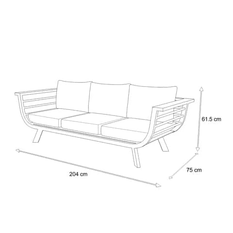 Amalfi 3 Seater in Arctic White with HPL Accent and Spuncrylic Stone Grey Cushions - The Furniture Shack