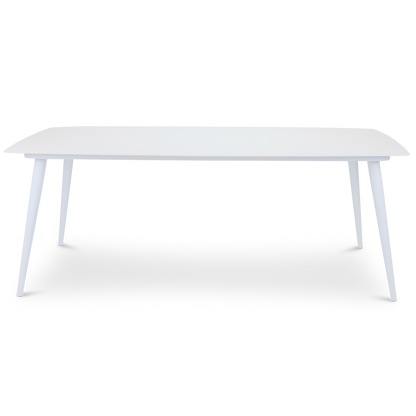 Amalfi Rectangle 7 Piece Outdoor Setting in Arctic White with Rope Chairs - The Furniture Shack