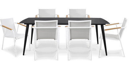 Amalfi Rectangle 7 Piece Outdoor Setting in Gunmetal with Aluminium Chairs - The Furniture Shack