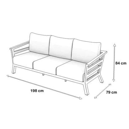 Aveiro 3 Seater in Gunmetal Grey with Stone Olefin Cushions - The Furniture Shack