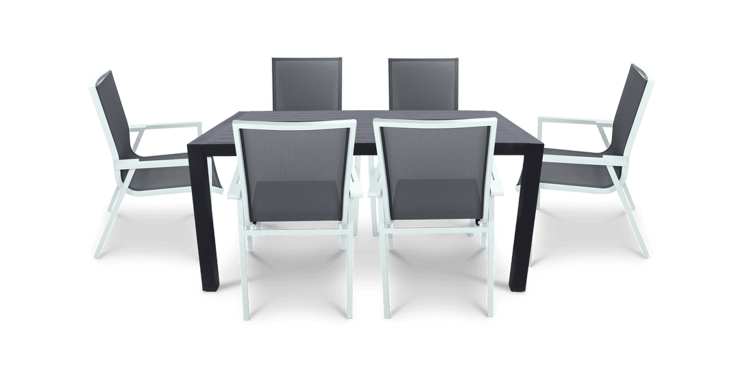 Bahamas Rectangle 7 Piece Outdoor Setting in Gunmetal with Aluminium Chairs