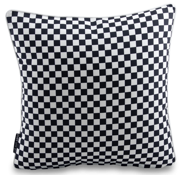 Bondi Black Check - 45 x 45 cm Piped Cushion - The Furniture Shack
