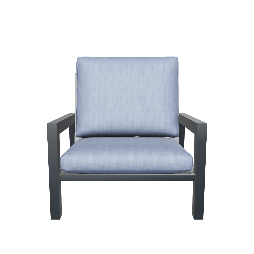 San Sebastian Outdoor Armchair in Gunmetal with Platinum Olefin Cushions