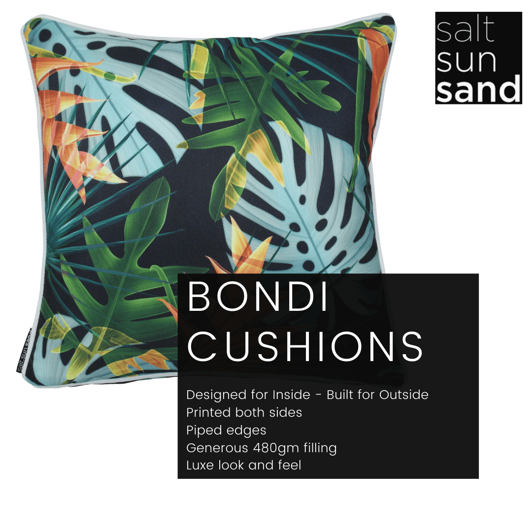 Bondi Jungle Splash - 45 x 45 cm Piped Cushion - The Furniture Shack