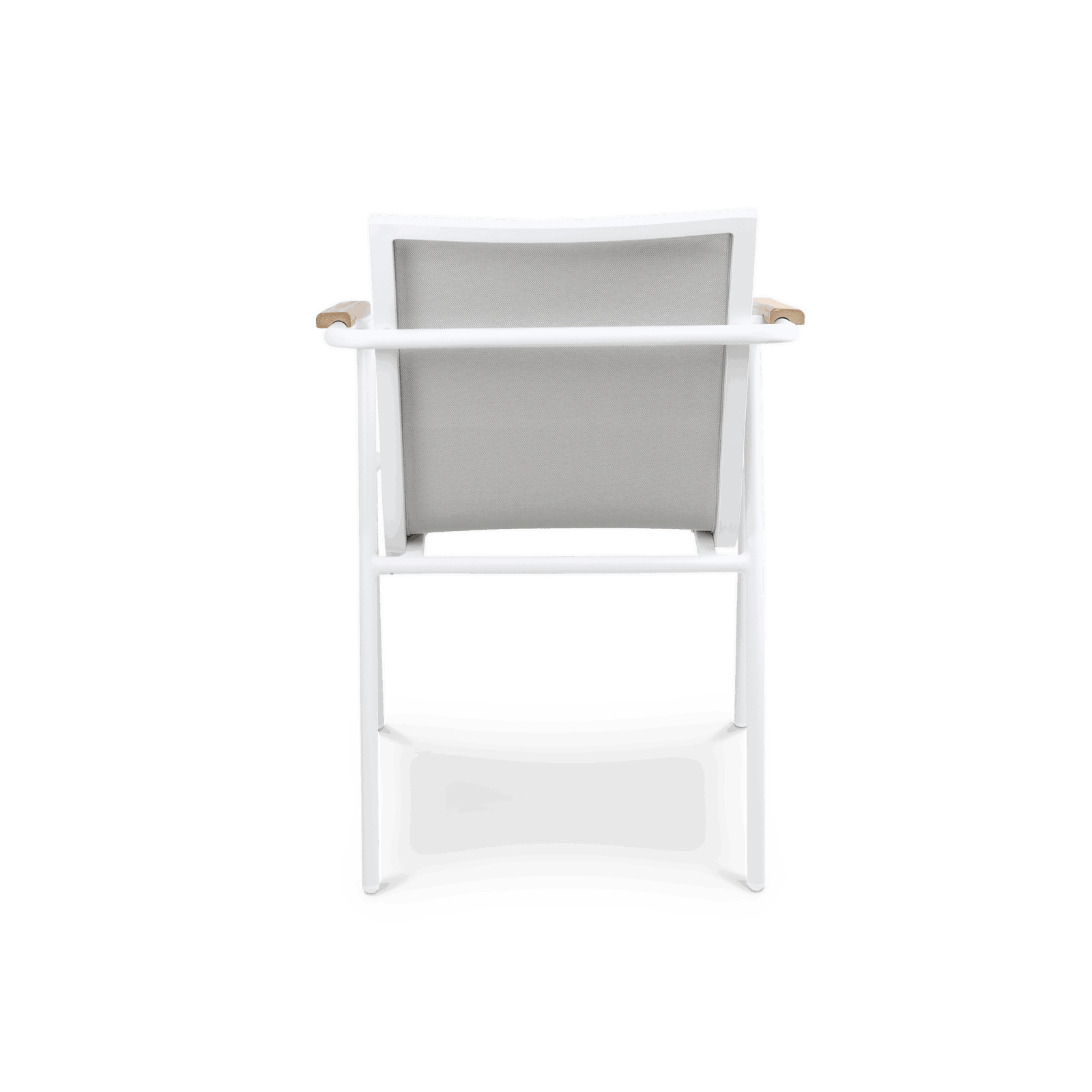 Capri Dining Chair in Arctic White Aluminium Frame with Polywood Teak Accent and Dune Textilene - The Furniture Shack