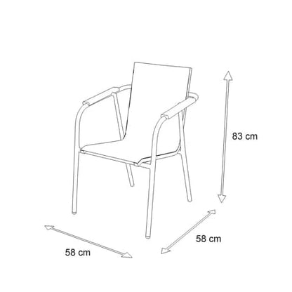 Capri Dining Chair in Arctic White Aluminium Frame with Polywood Teak Accent and Dune Textilene - The Furniture Shack