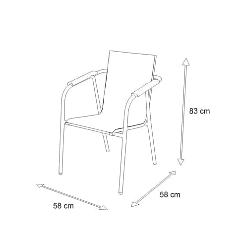Capri Dining Chair in Arctic White Aluminium Frame with Polywood Teak Accent and Dune Textilene - The Furniture Shack