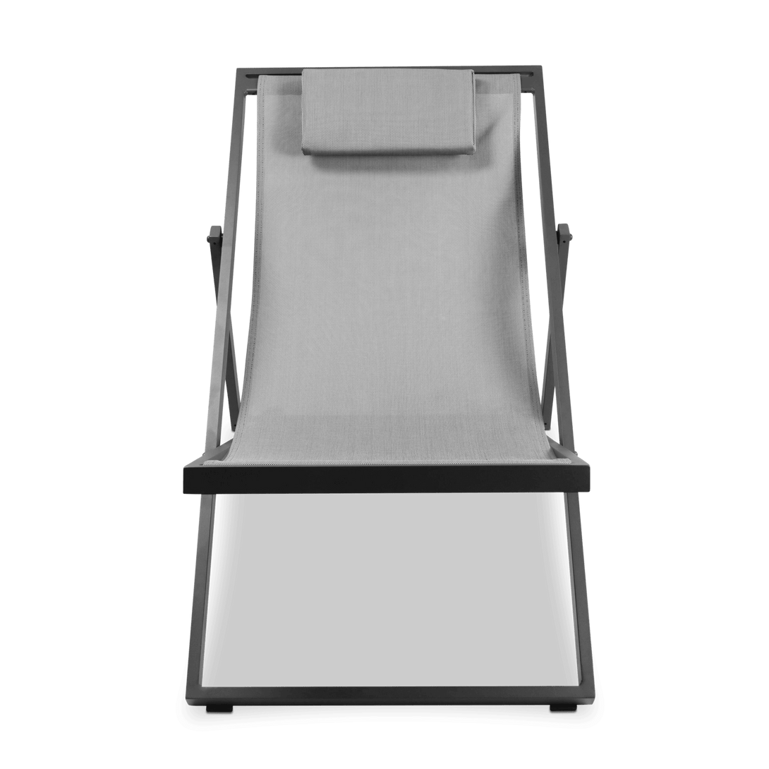 Chill Outdoor Deck Chair in Gunmetal Aluminium Frame and Charcoal Grey Textilene - The Furniture Shack