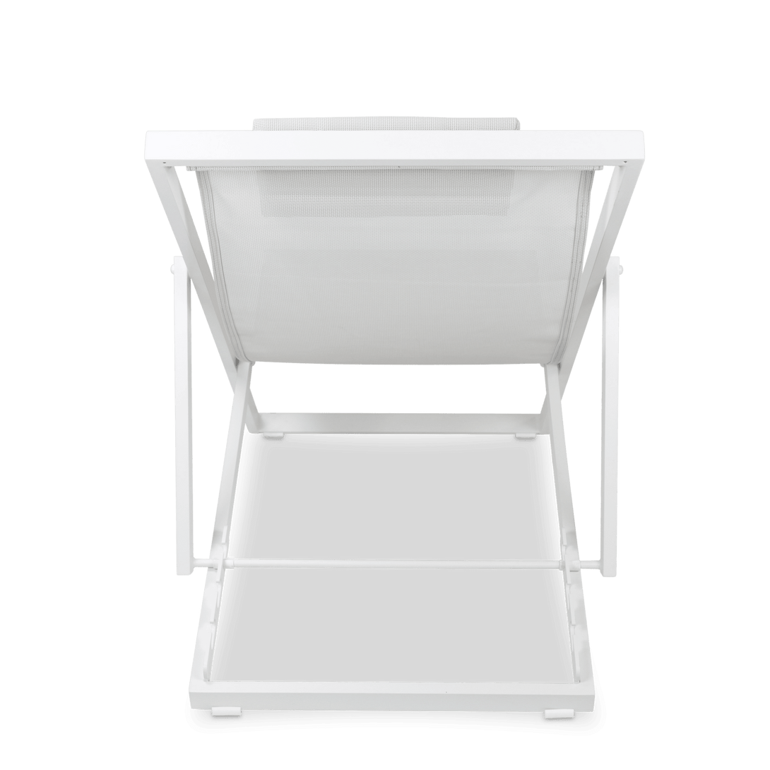 Chill Outdoor Deck Chair in Arctic White Aluminium Frame and Stone Grey Textilene - The Furniture Shack